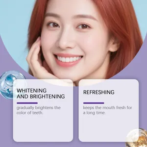 Détail du dentifrice violet rafraîchissant pour le blanchiment et l'éclat des dents