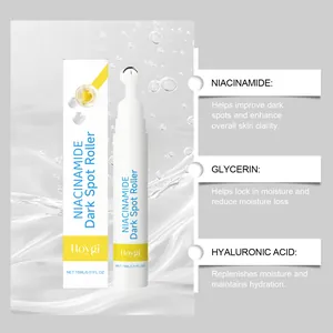 Detailed view of Hoygi Niacinamide roller serum highlighting key ingredients and benefits.