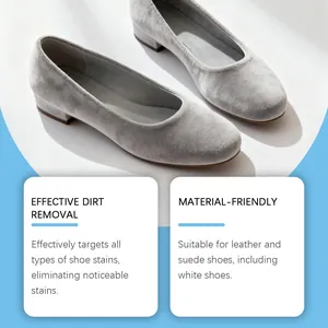 Nettoyage efficace pour chaussures en daim sur des escarpins en velours gris