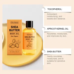 Vista detallada del aceite corporal de manteca de karité y beneficios hidratantes