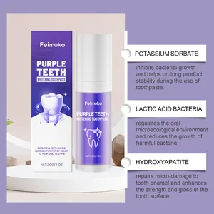 Détail du dentifrice blanchissant violet avec sorbate de potassium et hydroxyapatite