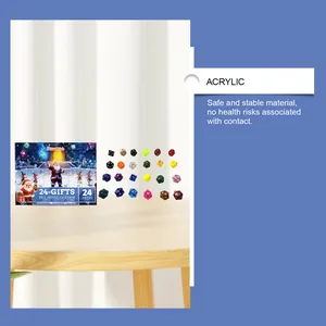 Detailansicht des 24-teiligen Acryl-Würfel-Sets aus dem Weihnachts-Adventskalender.