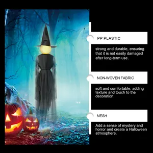 Detailed material breakdown for Halloween witch ornament with mesh and fabric