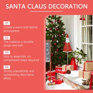 Festive Santa Claus outdoor decoration stake with red and white conical design.