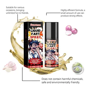 Detailed display of Dowmoo liquid fart spray prank gift, 100ml bottle with packaging box