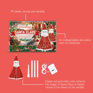 Detailed view of Christmas Santa Claus decoration set with LED lights and PP poles