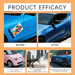 Effectiveness of car adhesive remover spray showing sticker removal before and after cleaning
