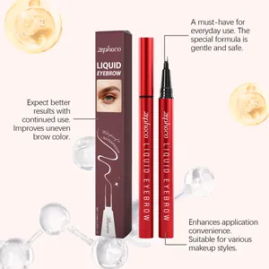 Détail du packaging et du crayon à sourcils liquide Zephoco avec formule waterproof marron