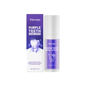 Dentifrice blanchissant violet Feimuko pour éclaircir les dents et soin buccal