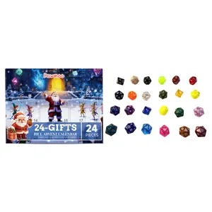 Dowmoo 24 Tage Weihnachts-Würfel-Adventskalender mit bunten polyedrischen Acrylwürfeln