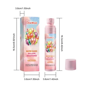 Size details for Dowmoo 100ml water-based balloon brightener spray with pink packaging.