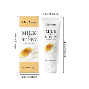 Dimensiones detalladas de la loción corporal y de manos de leche y miel OceAura