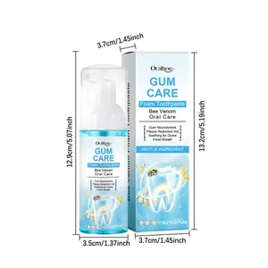 Mousse de dentifrice au venin d'abeille Oralhoe avec dimensions du produit et de la boîte