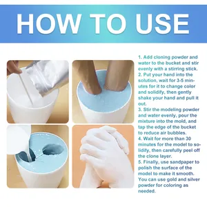 Detailed step-by-step instructions for 3D hand mold casting kit using cloning powder