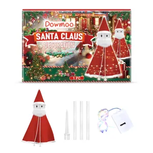 Outdoor Christmas Santa Claus decoration kit with LED string lights and ground stakes