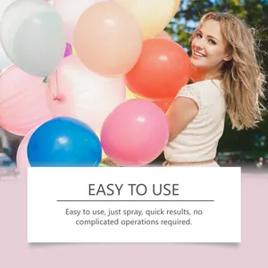 Detailed view showing the professional balloon brightener spray effect on colorful balloons