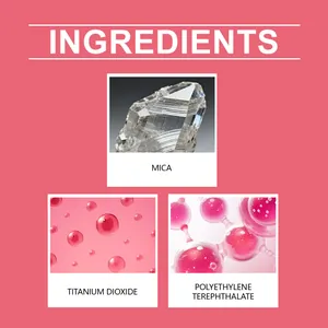 Detailed view of nail dipping powder ingredients including Mica and Titanium Dioxide for shine