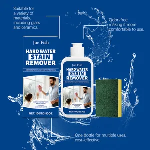 Kit détachant eau calcaire Jue Fish efficace avec éponge pour les surfaces en verre et céramique