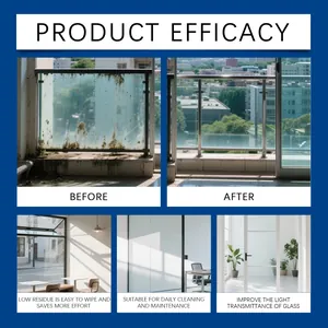 Comparaison de nettoyant vitres efficace montrant avant et après sur taches d'eau