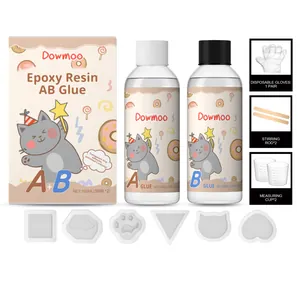 DOWMOO DIY διαφανές κιτ κόλλας εποξειδικής ρητίνης AB με 6 καλούπια και εργαλεία