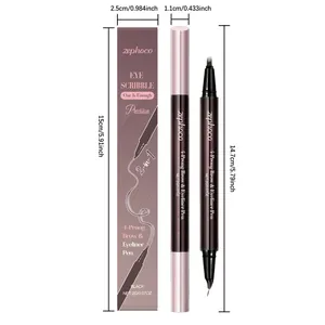 Dettaglio delle dimensioni della penna zephoco 2-in-1 per sopracciglia ed eyeliner nero