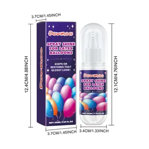 Detailed product dimensions for DOWMOO 50ml spray shine for latex balloons packaging