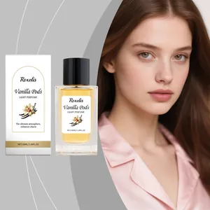 50ml vanilla pods light perfume spray with elegant packaging and model presentation
