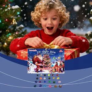 Christmas Advent Calendar Dice Blind Box Holiday Countdown Polyhedral Acrylic Dice Set For Christmas Party Decoration Gift
