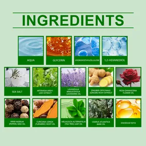 Guía visual detallada de ingredientes herbales naturales para baño de pies OCEAURA