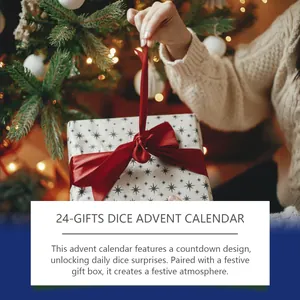 Close-up of the festive 24-day Christmas advent calendar dice blind box gift