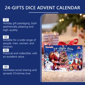 Festive Christmas dice advent calendar with 24 surprises in a beautiful gift box