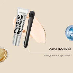 Detail view of moisturizing eye cream with applicator brush and nourishing formula