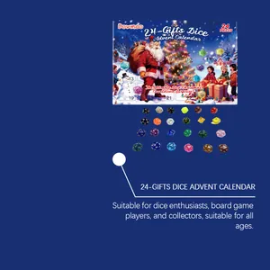 Christmas advent calendar featuring 24 unique polyhedral dice for board game lovers