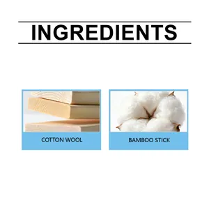 Detailed ingredient view showing high-quality bamboo sticks and soft organic cotton wool fibers.