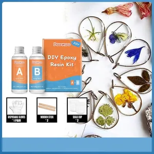 Kit de Resina Epoxi Transparente para la Fabricación de Joyas Artes y Manualidades DIY con Endurecedor Tazas Medidoras y Palitos