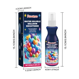 Dimensiones detalladas del spray abrillantador de globos DOWMOO 100ml y su caja