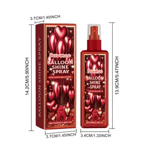 Gedetailleerde afmetingen voor DOWMOO 100ml ballonnenglandsspray in fles en doosverpakking