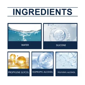 Lista detallada de ingredientes del spray abrillantador de globos con silicona.