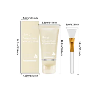 Dimensiones detalladas del set de mascarilla nocturna de colágeno Hoygi con pincel y caja