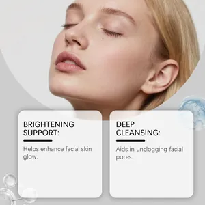 Detail showing OCEAURA facial scrub benefits for deep cleansing and skin brightening