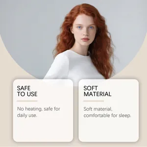 Detail view showing heatless hair curler benefits: safe use and soft material.