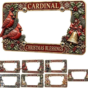 Collection de cadres de plaque d'immatriculation de Noël avec motifs festifs