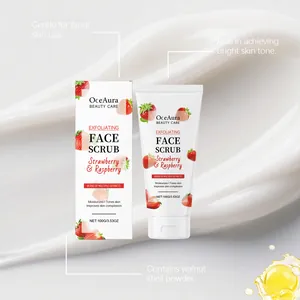 OceAura strawberry and raspberry exfoliating face scrub with cream texture