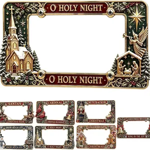 Sélection de cadres de plaque d'immatriculation de Noël avec motifs festifs en 3D
