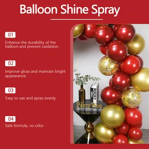 Voordelen van ballonglansspray voor een rode en gouden feestelijke ballonboog.