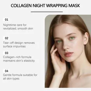 Detalle de mascarilla nocturna de colágeno con fórmula nutritiva para una piel suave