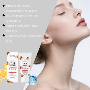Detailed view of OceAura Strawberry & Raspberry Exfoliating Face Scrub and its benefits.