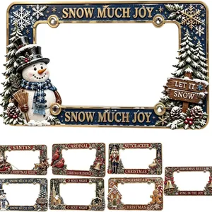 Cadres de plaque d'immatriculation de Noël 3D avec bonhomme de neige et motifs