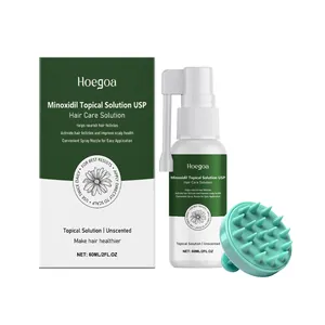 Hoegoa Minoxidil topical hair growth solution spray with scalp massager brush