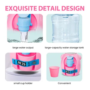 Cute pink pig themed mini water dispenser toy for kids kitchen pretend play with cup